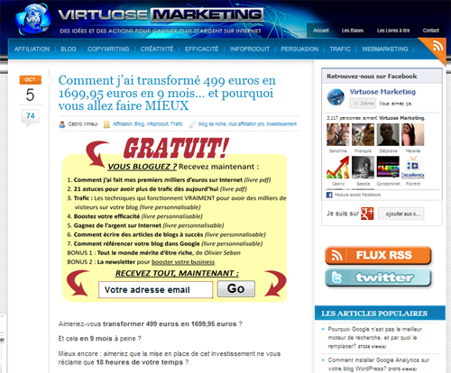 split test, formulaire d'inscription